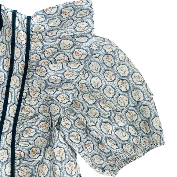 Hyacinth House Rosaleigh Blue Trellis Floral Blouse Tuckernuck Size S - Picture 6 of 14